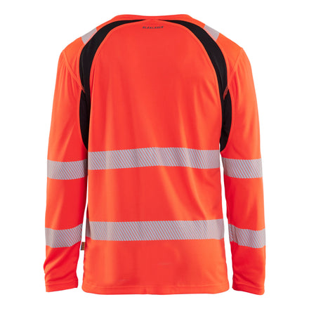 Blaklader 3599 Hi Vis Uv Protected Long Sleeved T Shirt Hi Vis Red Black Back