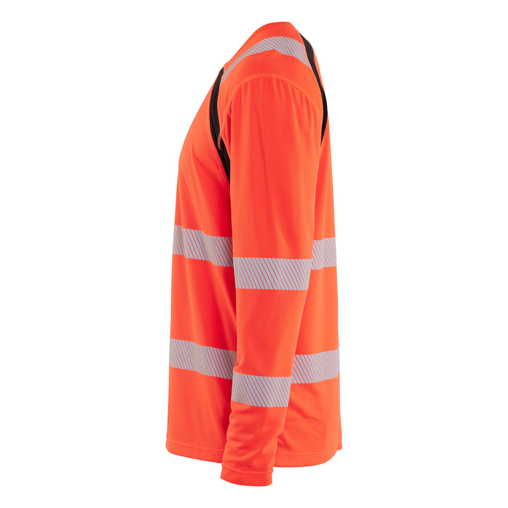 Blaklader 3599 Hi Vis Uv Protected Long Sleeved T Shirt Hi Vis Red Black Left
