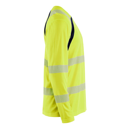 Blaklader 3599 Hi Vis Uv Protected Long Sleeved T Shirt Hi Vis Yellow Navy Blue Right
