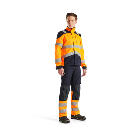 Blaklader 4089 Multinorm Inherent Jacket Hi Vis Orange Navy Blue Model