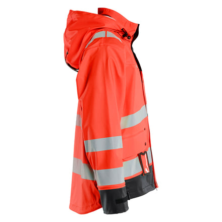 Blaklader 4302 Hi Vis Rain Jacket Hi Vis Red Black Left