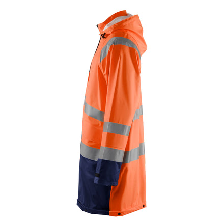Blaklader 4324 Rain Jacket Hi Vis Hi Vis Orange Navy Blue Left