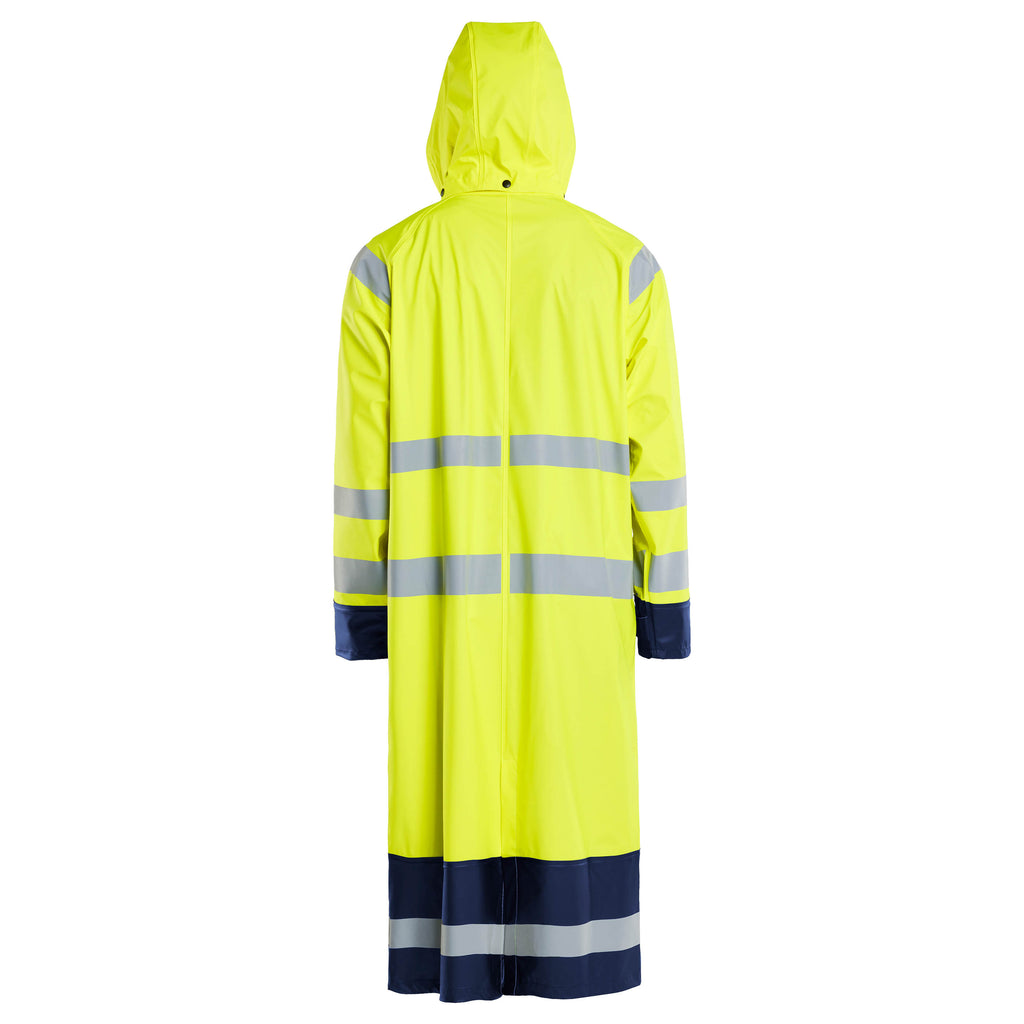 Blaklader 4325 Hi Vis Raincoat Hi Vis Yellow Navy Blue Hood Up