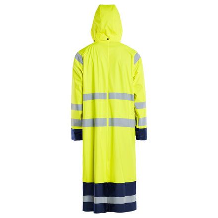 Blaklader 4325 Hi Vis Raincoat Hi Vis Yellow Navy Blue Hood Up