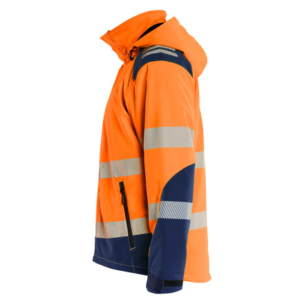 Blaklader 4400 Hi Vis Lightweight Lined Winter Softshell Jacket Hi Vis Orange Navy Blue Left