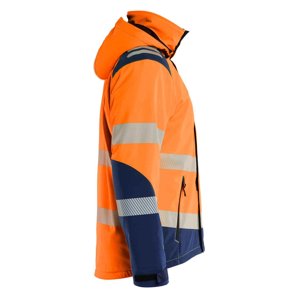 Blaklader 4400 Hi Vis Lightweight Lined Winter Softshell Jacket Hi Vis Orange Navy Blue Right