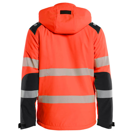 Blaklader 4400 Hi Vis Lightweight Lined Winter Softshell Jacket Hi Vis Red Black Back