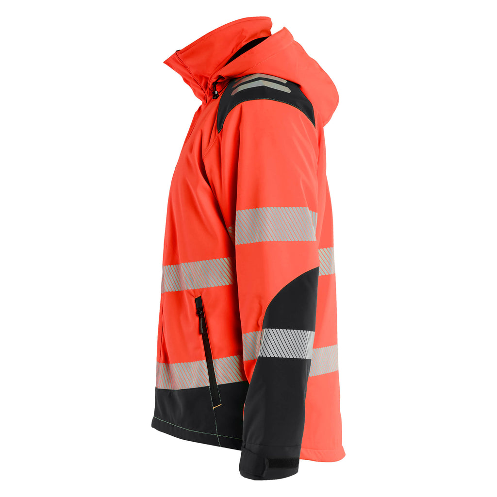 Blaklader 4400 Hi Vis Lightweight Lined Winter Softshell Jacket Hi Vis Red Black Left