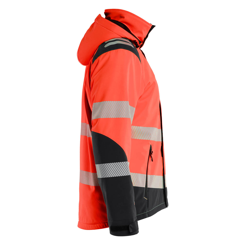 Blaklader 4400 Hi Vis Lightweight Lined Winter Softshell Jacket Hi Vis Red Black Right