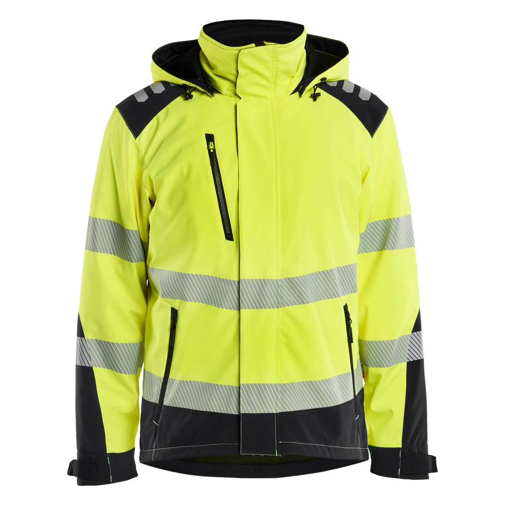 Blaklader 4400 Hi Vis Lightweight Lined Winter Softshell Jacket Hi Vis Yellow Black Main