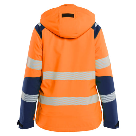 Blaklader 4401 Womens Hi Vis Lightweight Lined Winter Softshell Jacket Hi Vis Orange Navy Blue Back