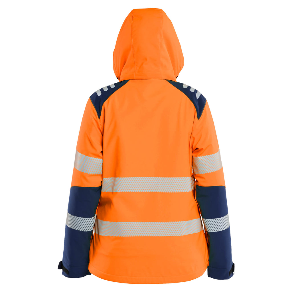Blaklader 4401 Womens Hi Vis Lightweight Lined Winter Softshell Jacket Hi Vis Orange Navy Blue Feature