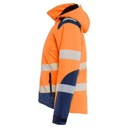 Blaklader 4401 Womens Hi Vis Lightweight Lined Winter Softshell Jacket Hi Vis Orange Navy Blue Left