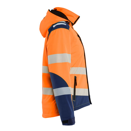Blaklader 4401 Womens Hi Vis Lightweight Lined Winter Softshell Jacket Hi Vis Orange Navy Blue Right