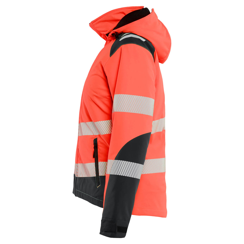 Blaklader 4401 Womens Hi Vis Lightweight Lined Winter Softshell Jacket Hi Vis Red Black Left