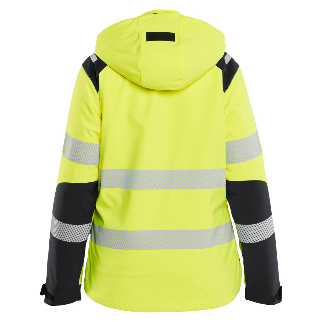 Blaklader 4401 Womens Hi Vis Lightweight Lined Winter Softshell Jacket Hi Vis Yellow Black Back
