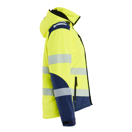Blaklader 4401 Womens Hi Vis Lightweight Lined Winter Softshell Jacket Hi Vis Yellow Navy Blue Right