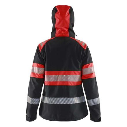Blaklader 4404 Women’S Hi Vis Softshell Jacket Black Hi Vis Red Back