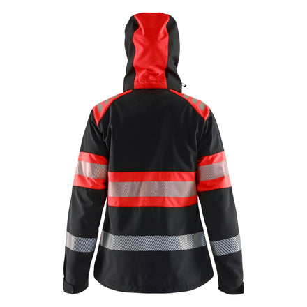 Blaklader 4404 Women’S Hi Vis Softshell Jacket Black Hi Vis Red Back
