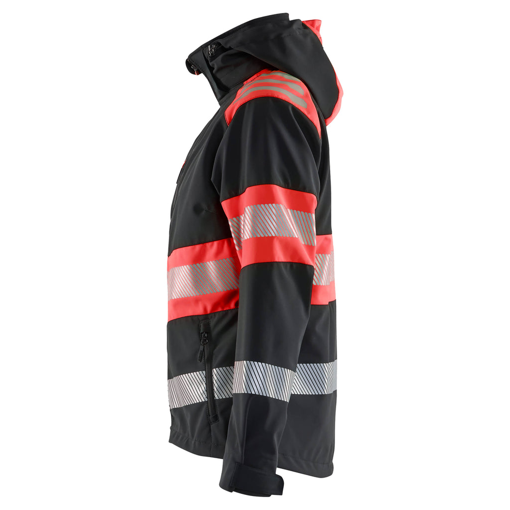 Blaklader 4404 Women’S Hi Vis Softshell Jacket Black Hi Vis Red Left