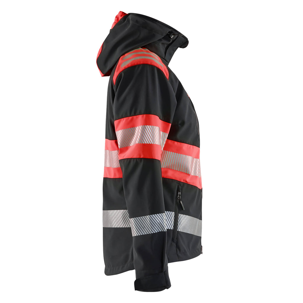 Blaklader 4404 Women’S Hi Vis Softshell Jacket Black Hi Vis Red Right