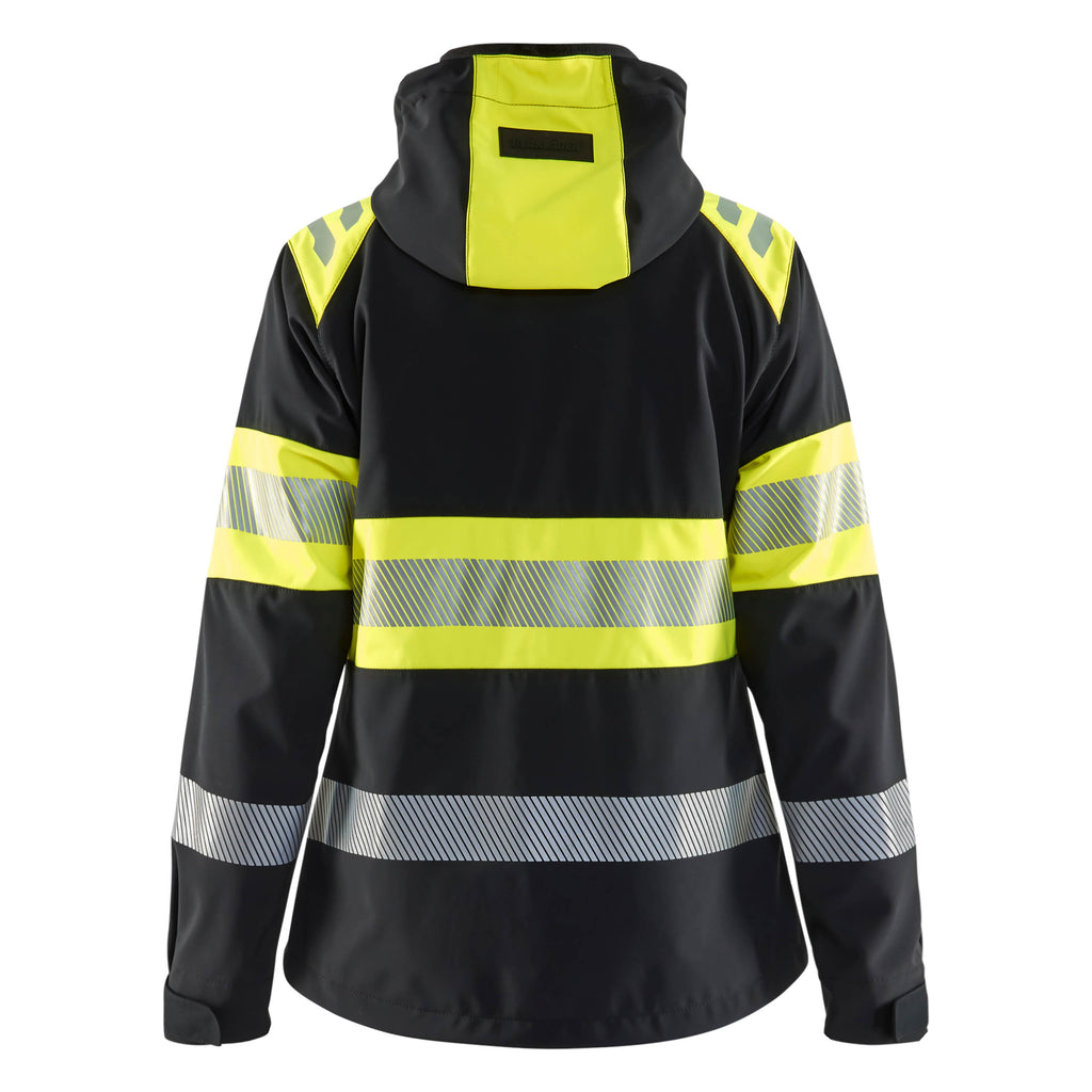 Blaklader 4404 Women’S Hi Vis Softshell Jacket Black Hi Vis Yellow Back