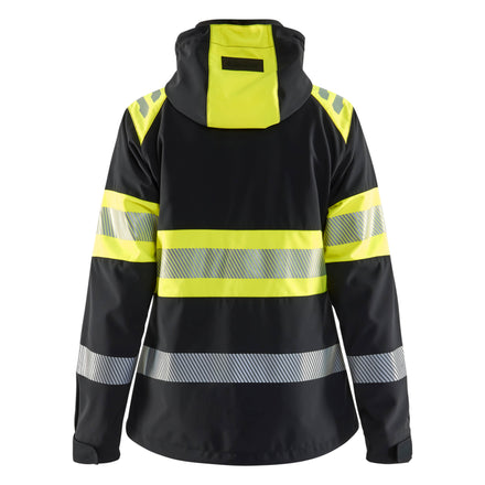 Blaklader 4404 Women’S Hi Vis Softshell Jacket Black Hi Vis Yellow Back