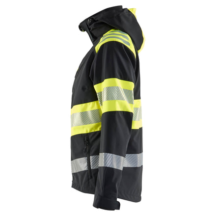 Blaklader 4404 Women’S Hi Vis Softshell Jacket Black Hi Vis Yellow Left