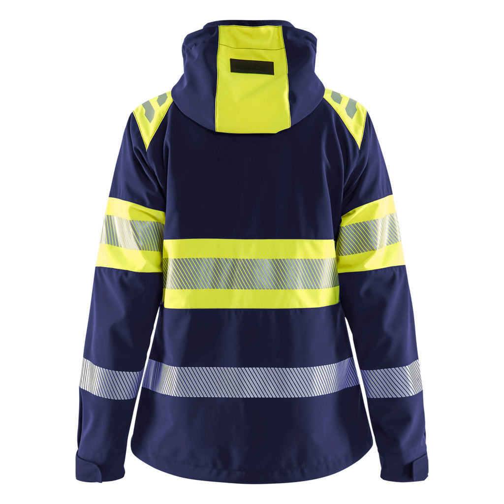 Blaklader 4404 Women’S Hi Vis Softshell Jacket Navy Blue Hi Vis Yellow Back