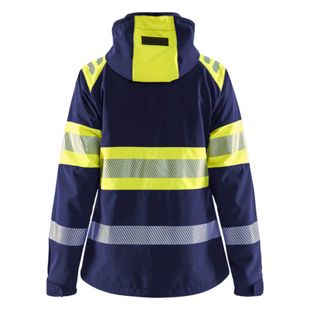 Blaklader 4404 Women’S Hi Vis Softshell Jacket Navy Blue Hi Vis Yellow Back