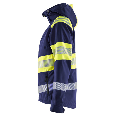Blaklader 4404 Women’S Hi Vis Softshell Jacket Navy Blue Hi Vis Yellow Left