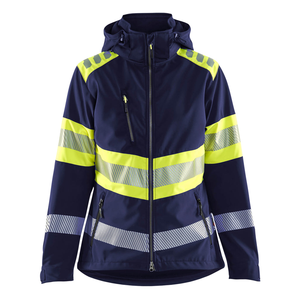 Blaklader 4404 Women’S Hi Vis Softshell Jacket Navy Blue Hi Vis Yellow Main