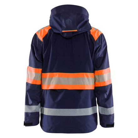 Blaklader 4420 Hi Vis Shell Jacket Navy Blue Hi Vis Orange Back