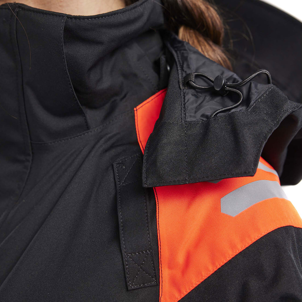 Blaklader 4430 Womens Hi Vis Shell Jacket Black Hi Vis Red Feature 2