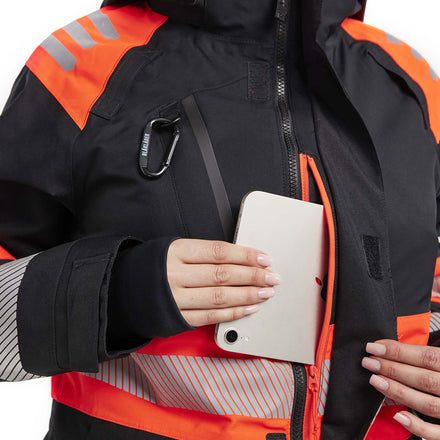 Blaklader 4430 Womens Hi Vis Shell Jacket Black Hi Vis Red Feature 3