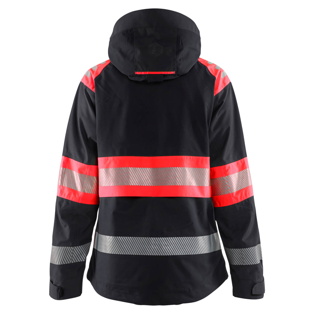 Blaklader 4430 Womens Hi Vis Shell Jacket Black Hi Vis Red Back