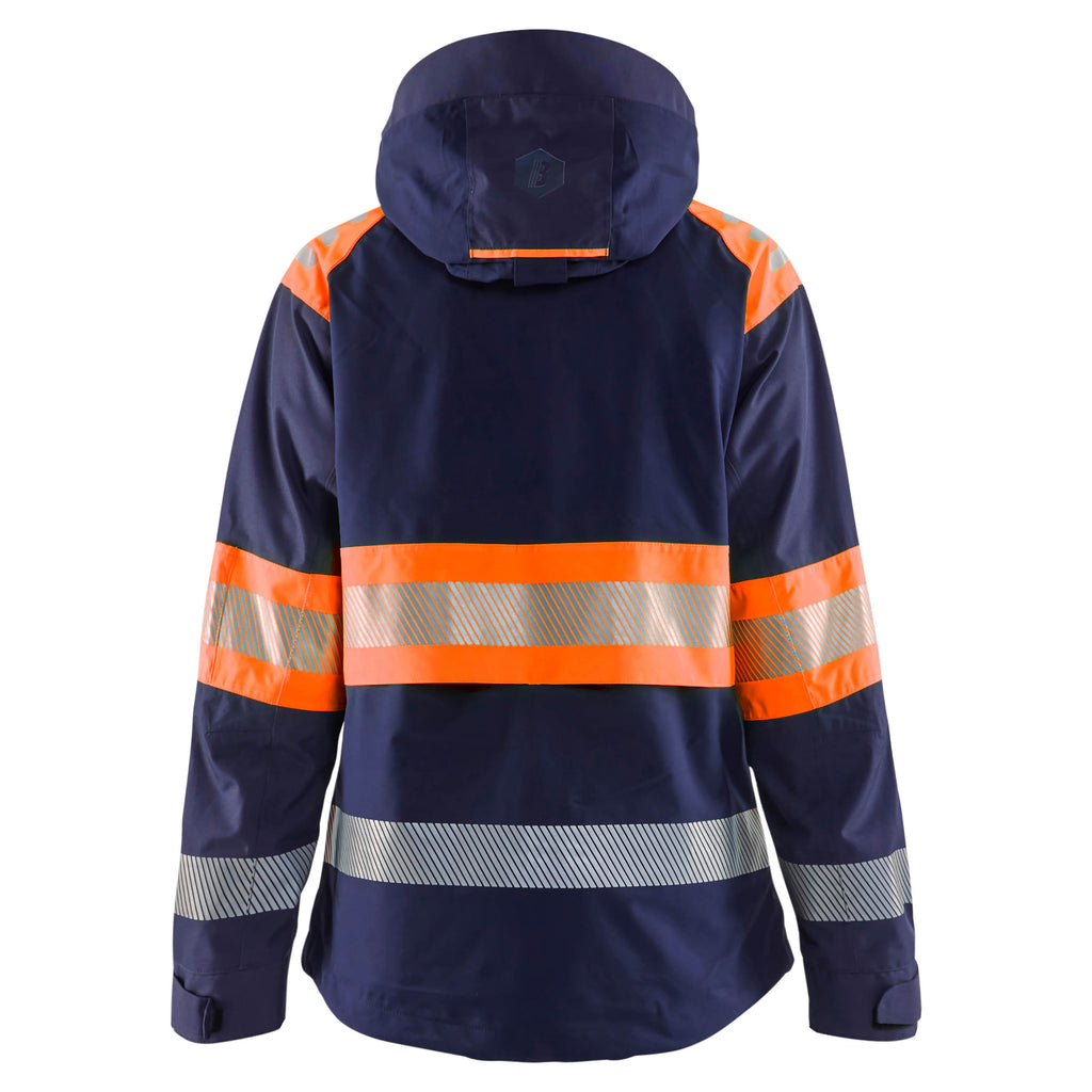 Blaklader 4430 Womens Hi Vis Shell Jacket Navy Blue Hi Vis Orange Back