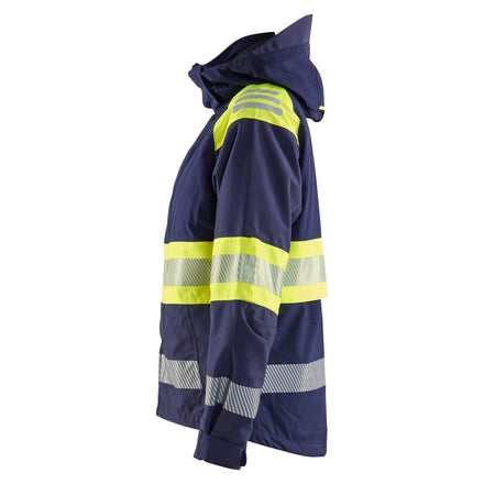Blaklader 4430 Womens Hi Vis Shell Jacket Navy Blue Hi Vis Yellow Left