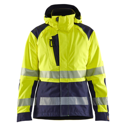 Blaklader 4436 Womens Hi Vis Shell Jacket Hi Vis Yellow Navy Blue Main