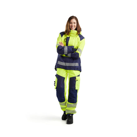 Blaklader 4436 Womens Hi Vis Shell Jacket Hi Vis Yellow Navy Blue Model