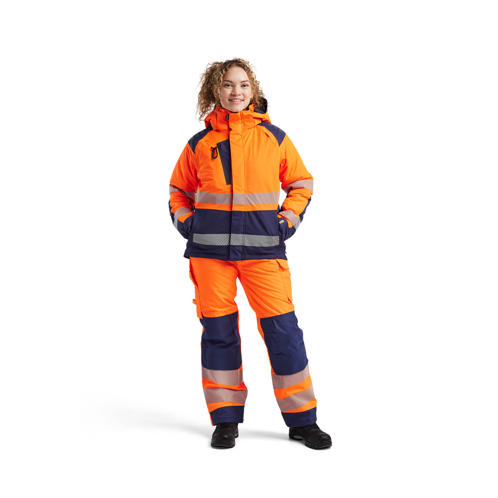 Blaklader 4456 Womens Hi Vis Winter Jacket Hi Vis Orange Navy Blue Model