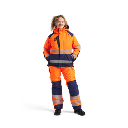 Blaklader 4456 Womens Hi Vis Winter Jacket Hi Vis Orange Navy Blue Model