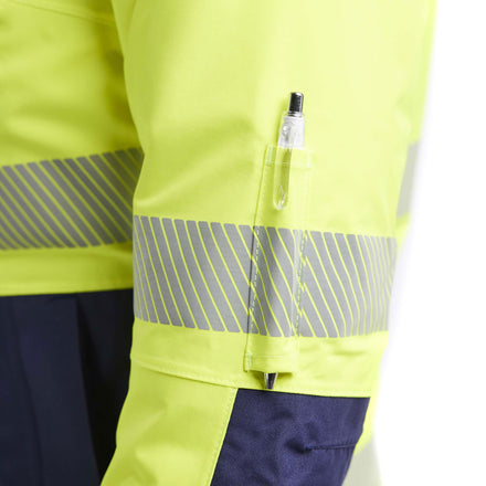 Blaklader 4456 Womens Hi Vis Winter Jacket Hi Vis Yellow Navy Blue Feature 1