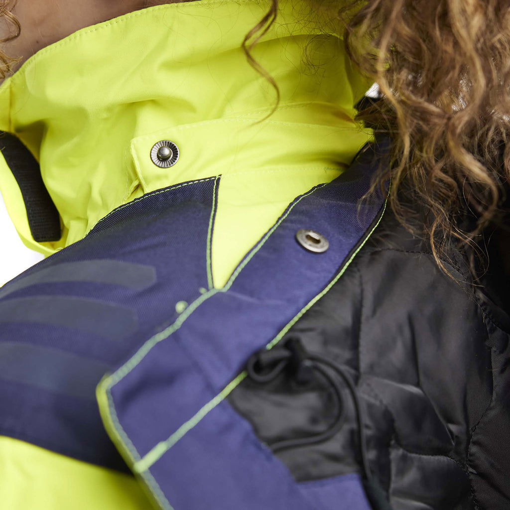 Blaklader 4456 Womens Hi Vis Winter Jacket Hi Vis Yellow Navy Blue Feature 2
