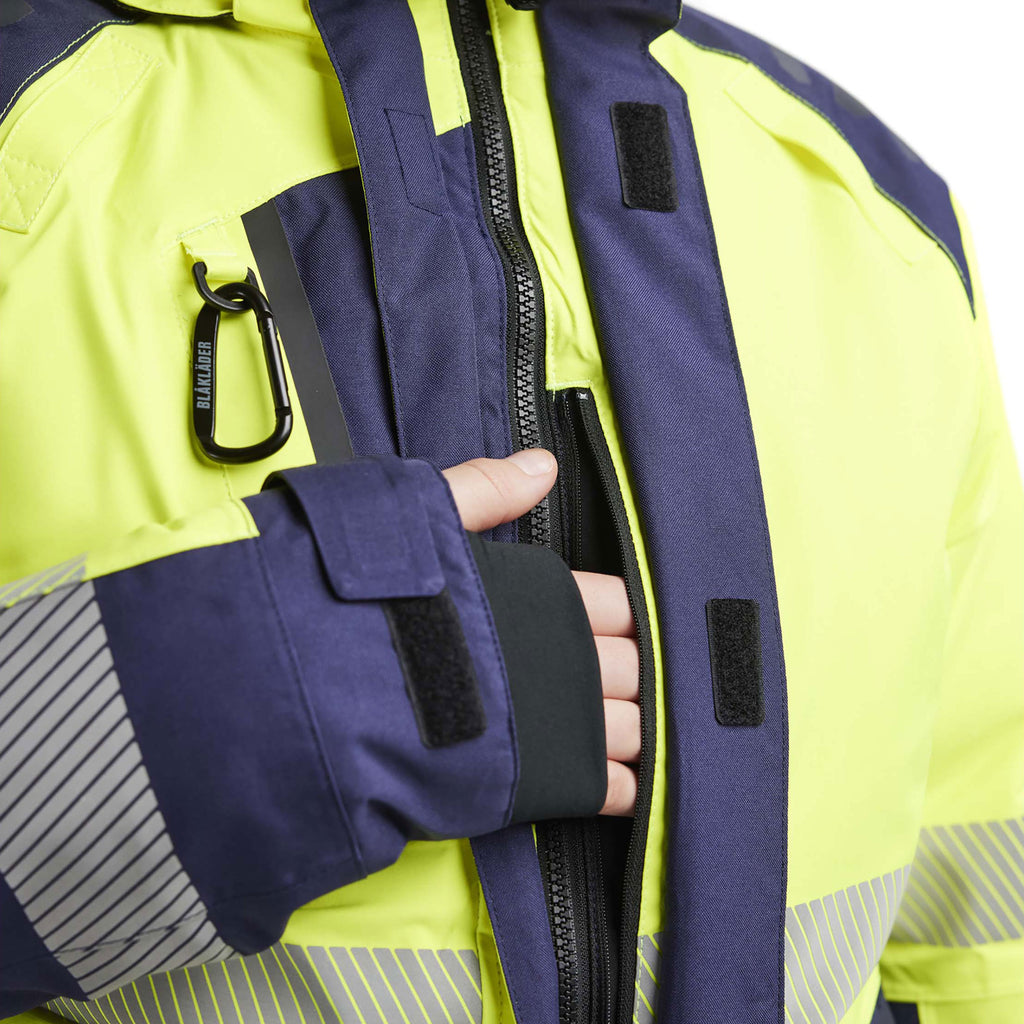 Blaklader 4456 Womens Hi Vis Winter Jacket Hi Vis Yellow Navy Blue Feature 3