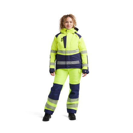 Blaklader 4456 Womens Hi Vis Winter Jacket Hi Vis Yellow Navy Blue Model