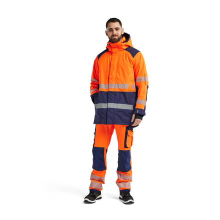 Blaklader 4457 Hi Vis Winter Parka Hi Vis Orange Navy Blue Model