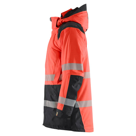 Blaklader 4457 Hi Vis Winter Parka Hi Vis Red Black Left