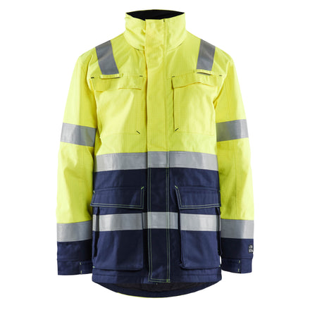 Blaklader 4467 Flame Resistant Winter Parka Hi Vis Yellow Navy Blue Main