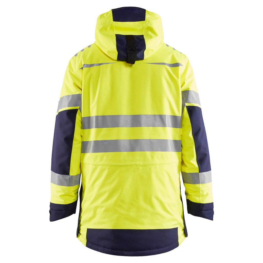 Blaklader 4469 Hi Vis Parka Evolution Hi Vis Yellow Navy Blue Back